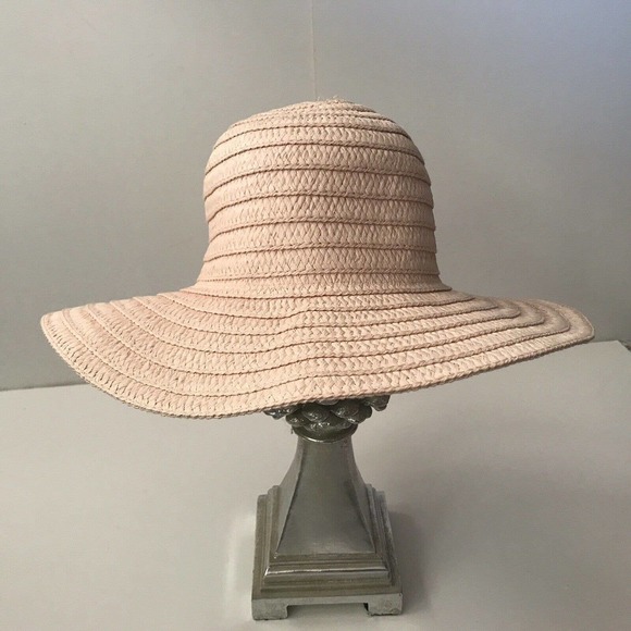 Time & True Accessories - Time & True Hat Ladies Pink/Peach Woven Soft Brim Panama Pre-Owned